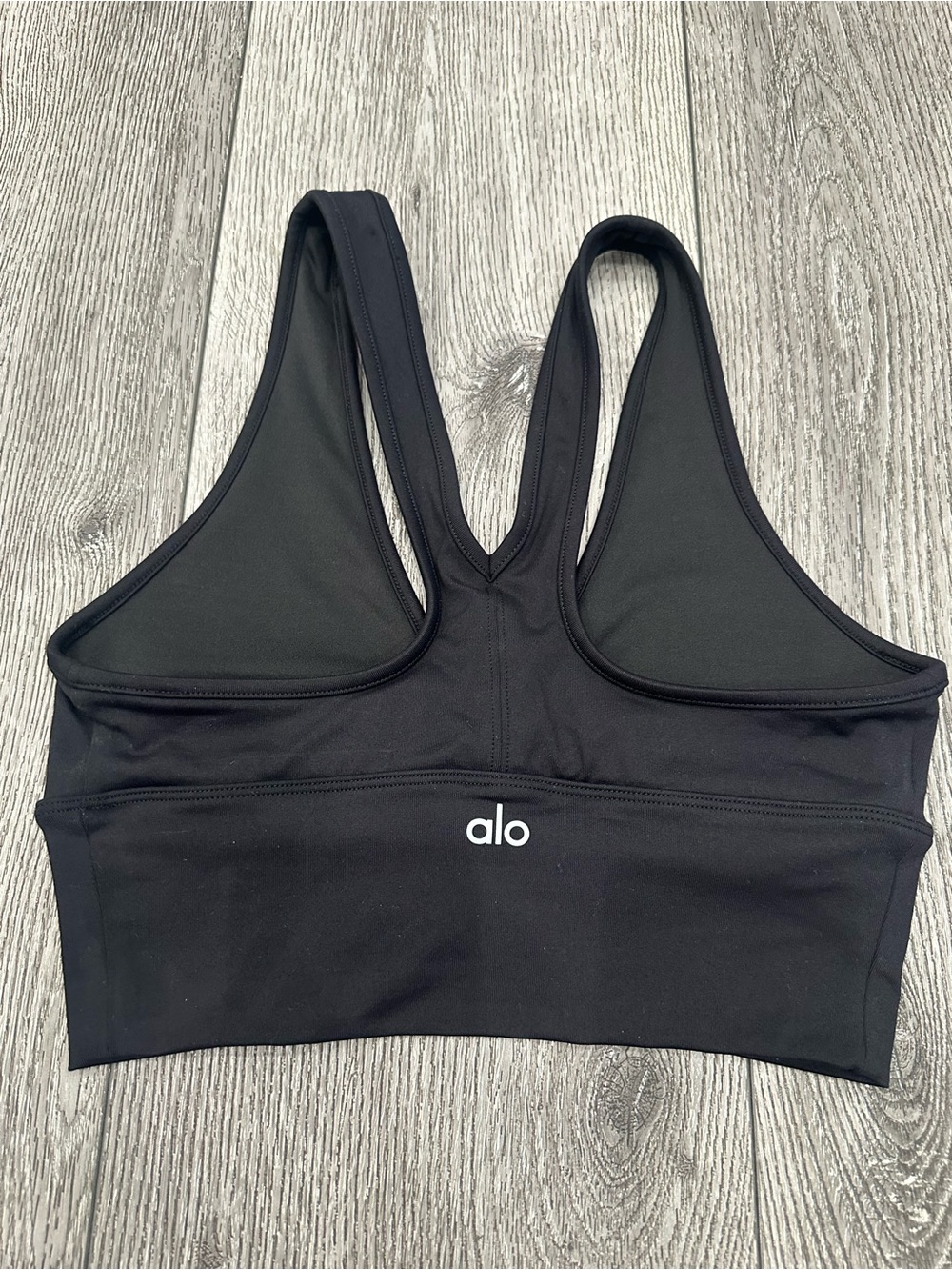 ALO Yoga Black Racerback Sports Bra with Minimal Logo